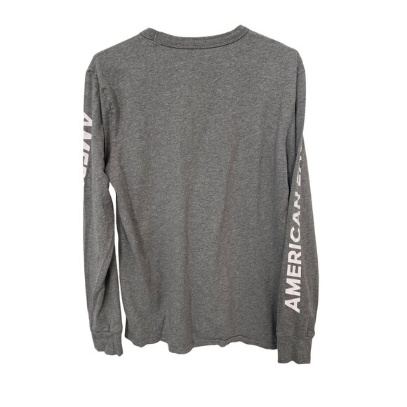American Eagle Crewneck Long Sleeve T Shirt Mens Small Standard Fit Gray Active - Picture 2 of 11